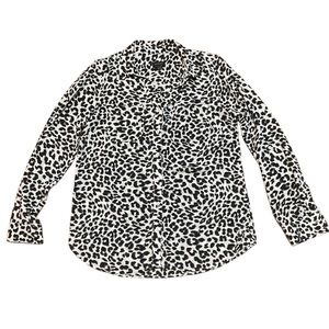 Talbots Sheer Long-sleeve Leopard Print Button Down Size:S